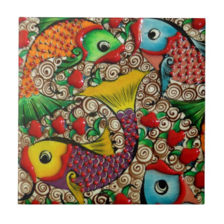 Arte Colorida de Peixes de Cerâmica