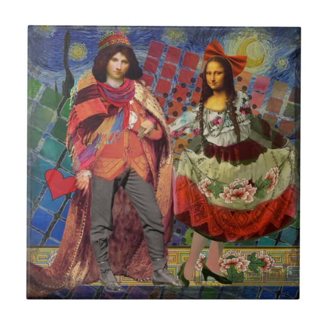 Arte Colorida Divertida e Romântica da Mona Lisa (Frente)