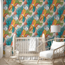 Arte colorido dos rostos - padrão sem soldadura 1