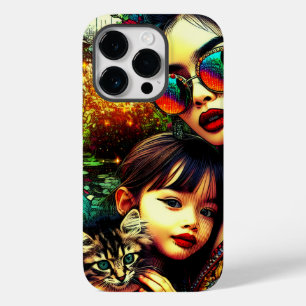Arte Colorido Mãe e Filha Jardim de Flores Asiátic