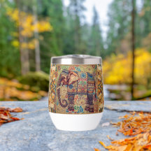 Arte com Motivo de Elefante Antigo e Vintage