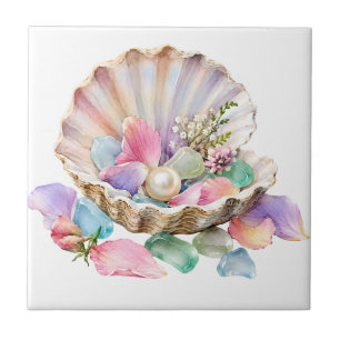 Arte Costeira Oceano Pérola Concha Pastel