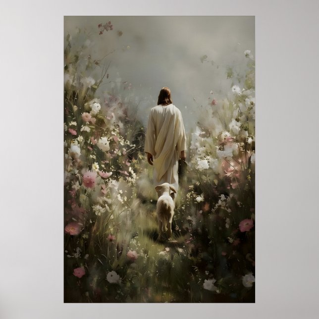 Arte Cristã de Jesus e Cordeiro Impressão Moderna  (Frente)