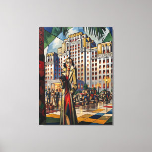 Arte Cubista do Crepúsculo Impressão em Tela da Pa