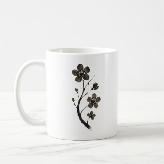 Arte da Linha do Flor de ameixa - Mínima Caneca Bo (Esquerda)
