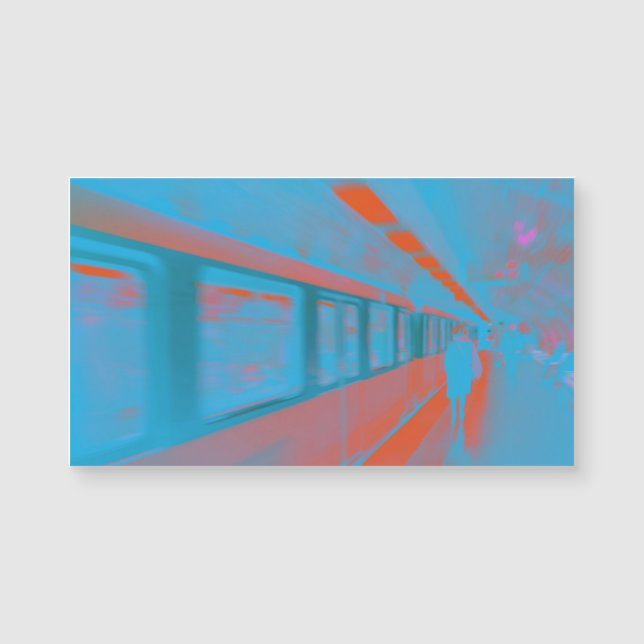 Arte da mulher parisiense no metrô em laranja azul (Frente)