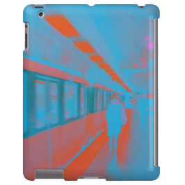 Arte da mulher parisiense no metrô em laranja azul