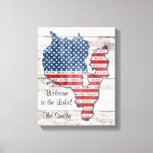 Arte das canvas do mapa de Maine do lago Sebago