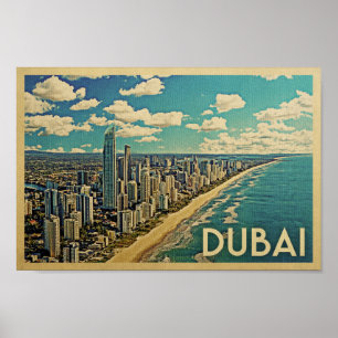 Arte das viagens vintage do poster de Dubai