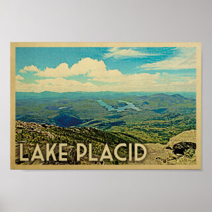 Arte das viagens vintage do poster do Lake Placid