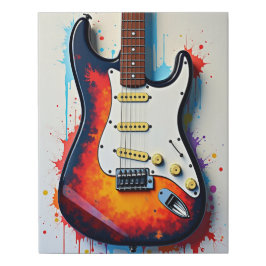 Arte de Abstrato de Violão Elétrico Colorida