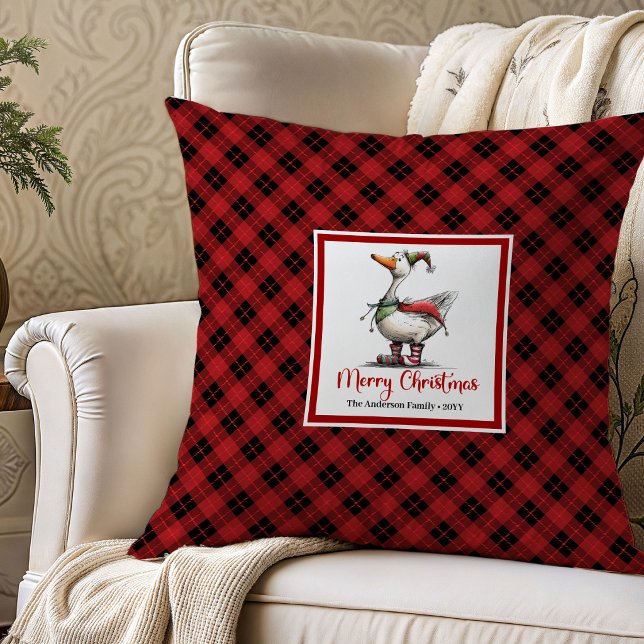 Arte de Almofada de Lançamento do Humor dos Patos  (Christmas Silly Geese Humor Throw Pillow Art)