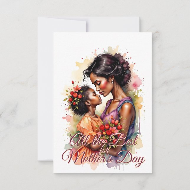 Arte de Amor no Dia das Mães em Estilo de Aquarela (Frente)