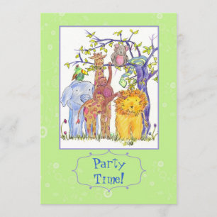 Arte de Animais do Zoo do Convite de festas do ani