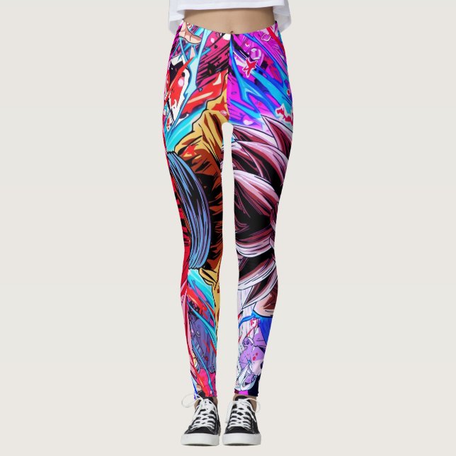Arte de Anime em Legging Personalizada (Frente)