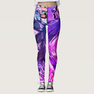 Arte de anime feminino em Legging Personalizada