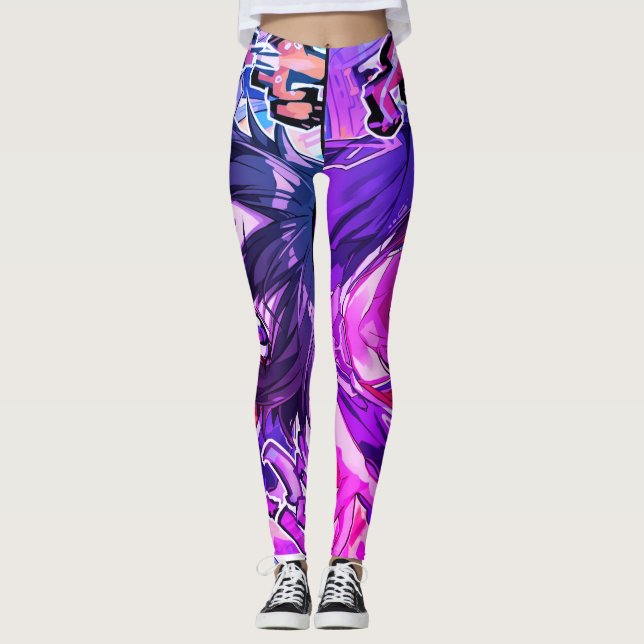 Arte de anime feminino em Legging Personalizada (Frente)