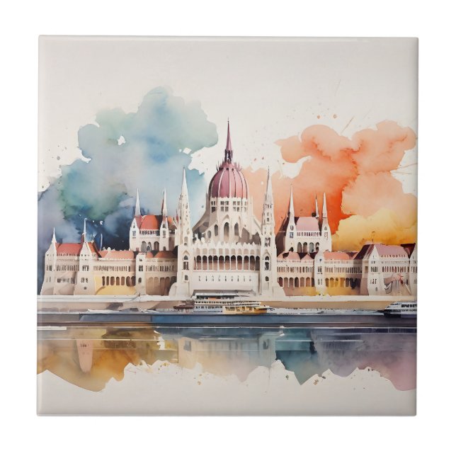 Arte de aquarela de Budapeste (Frente)
