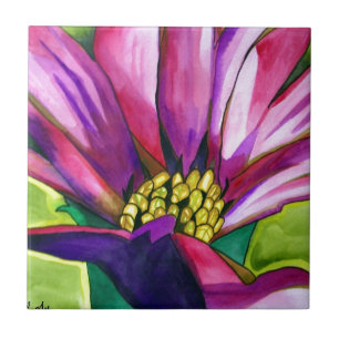 Arte de aquarela de flor margarida africana roxa