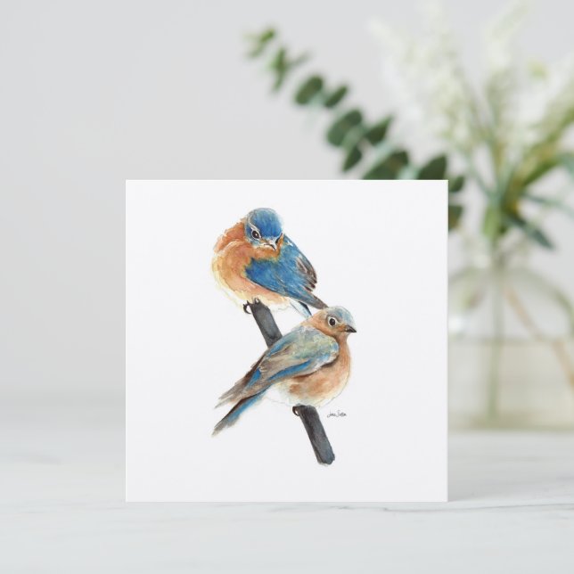 Arte de Aquarela do Casal Bluebird (Em pé/Frente)