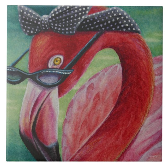 Arte De Aquarela Flamingo, Retro-Cor-De-Rosa Glamo (Frente)