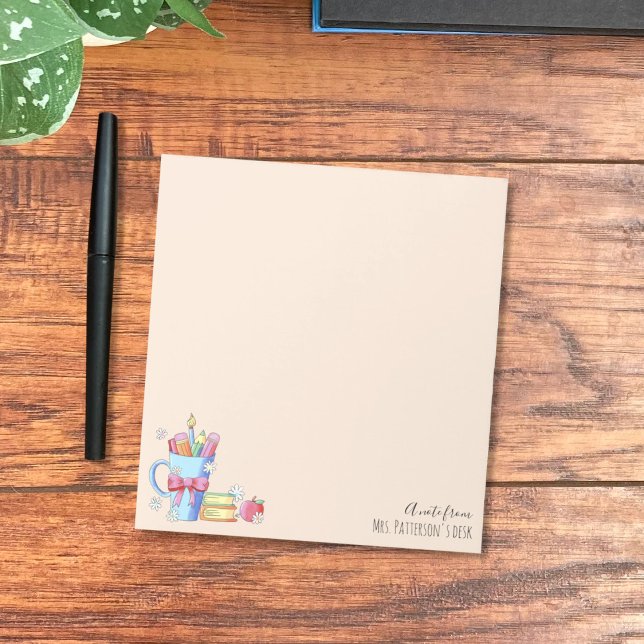 Arte de Aquarela | Uma Nota Do Bloco De Notas Nome (Cute teacher personalized notepad . )