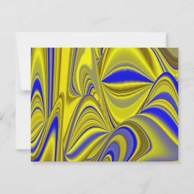 Arte de Arco-íris Abstrato 3D em Azul Amarelo Dour (Frente)