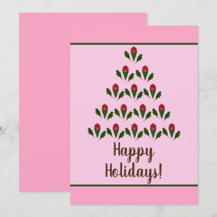 Arte de Árvore de Natal Holly Verde e Rosa vermelh