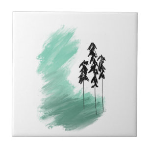 arte de árvore verde escandinava simples menta mod