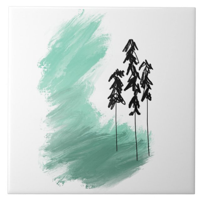 arte de árvore verde escandinava simples menta mod (Frente)