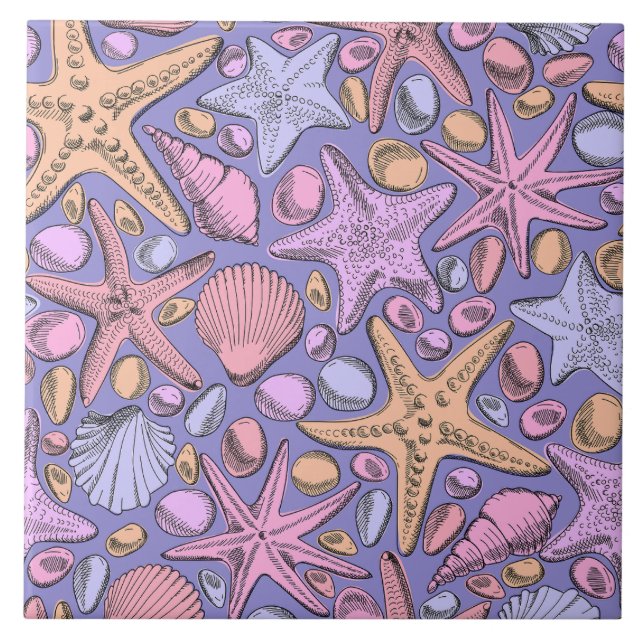 Arte de Banheiro Concha de Lilás & Estrela (Frente)