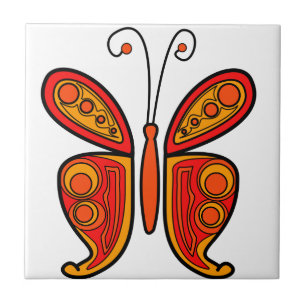 Arte de Borboleta Laranja Vermelha e Amarela