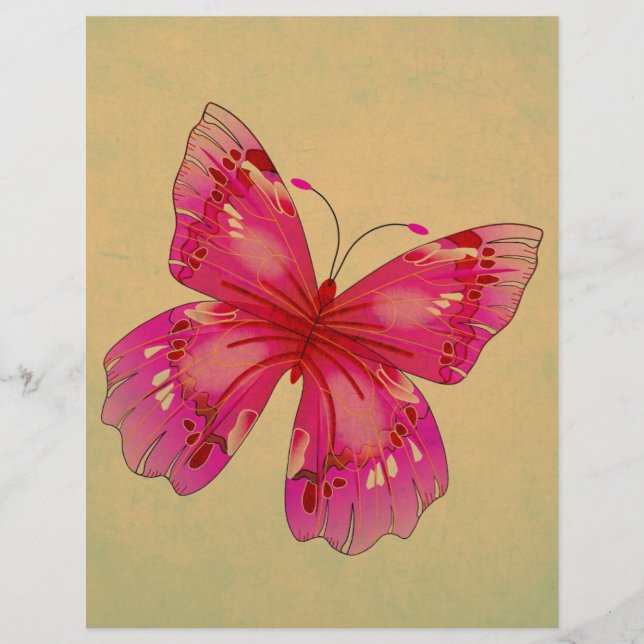 Arte de borboletas oriental rosa (Frente)