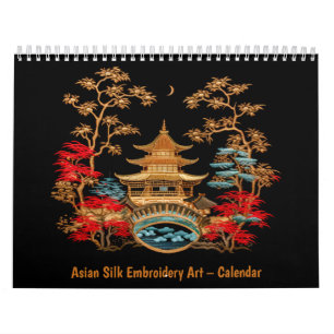Arte de Bordado em Seda Asiática – Calendário