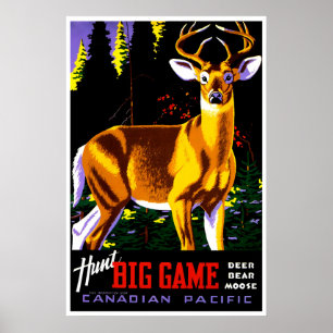 Arte de Caça ao Veado Caça Poster de Grande Jogo T