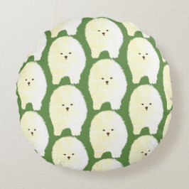 Arte De Cachorro Bonita E Fluffy, Almofada Redonda