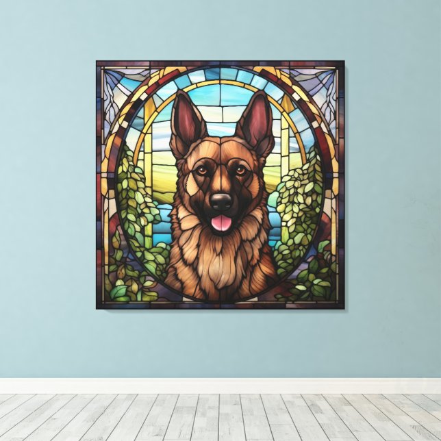 Arte de Canvas de Cachorro Alsaciano (Insitu(piso de madeira))