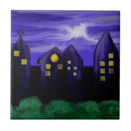 Arte de canvas do arranha-céu noturno