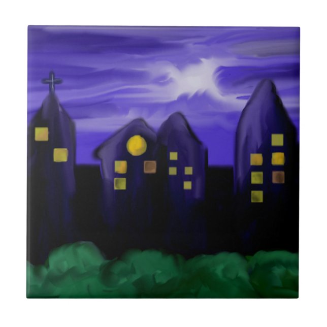 Arte de canvas do arranha-céu noturno (Frente)