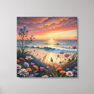 Arte de Canvas Floral e Praia
