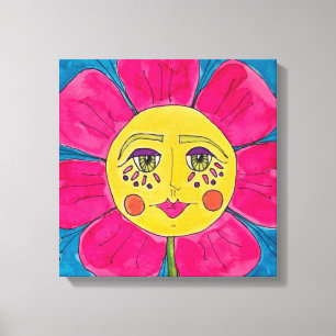 Arte de Canvas Pintada de Menina Flor