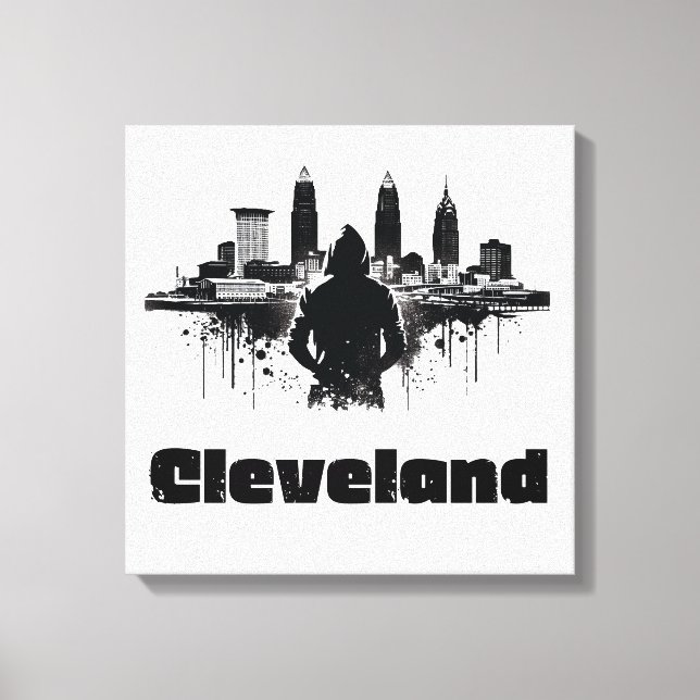 Arte de Canvas Premium do Cleveland Urban Skyline (Frente)