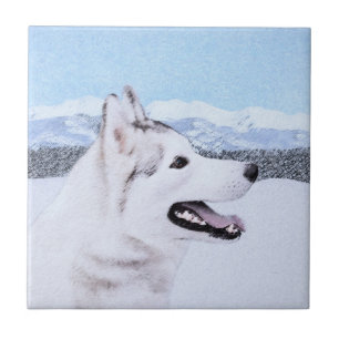 Arte de Cão Siberiana (Prata e Branca)