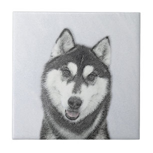 Arte de Cão Siberiana (Preto e Branco)