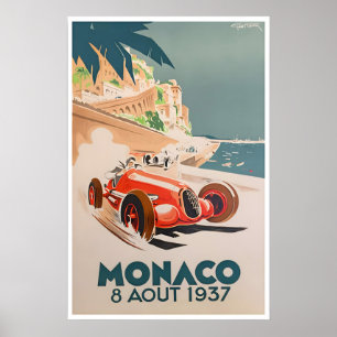 Arte de Carro de Corrida de Poster Retro Viagem Ri