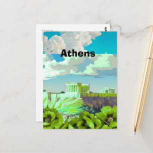 Arte de Cartão Postal de Viagem Atenas Grécia, Via