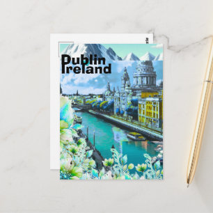 Arte de Cartão Postal de Viagem de Dublin Irlanda,