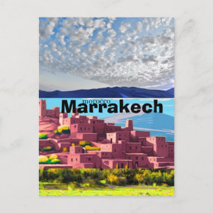 Arte de cartão postal de viagem de Marrakesh, Cart