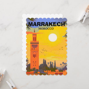 Arte de cartão postal de viagem de Marrakesh, Cart