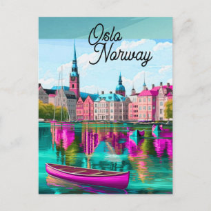 Arte de Cartão Postal de Viagem de Oslo Noruega, C